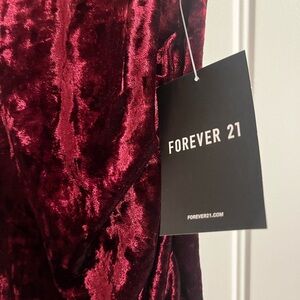 Forever 21 Maroon Crushed Velvet Dress M